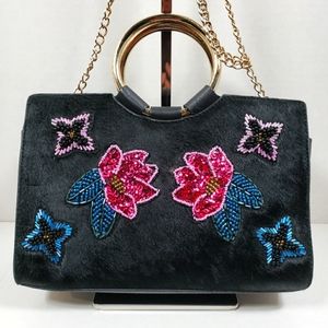 Henri Bendel Marquis Black Calf Satchel Purse